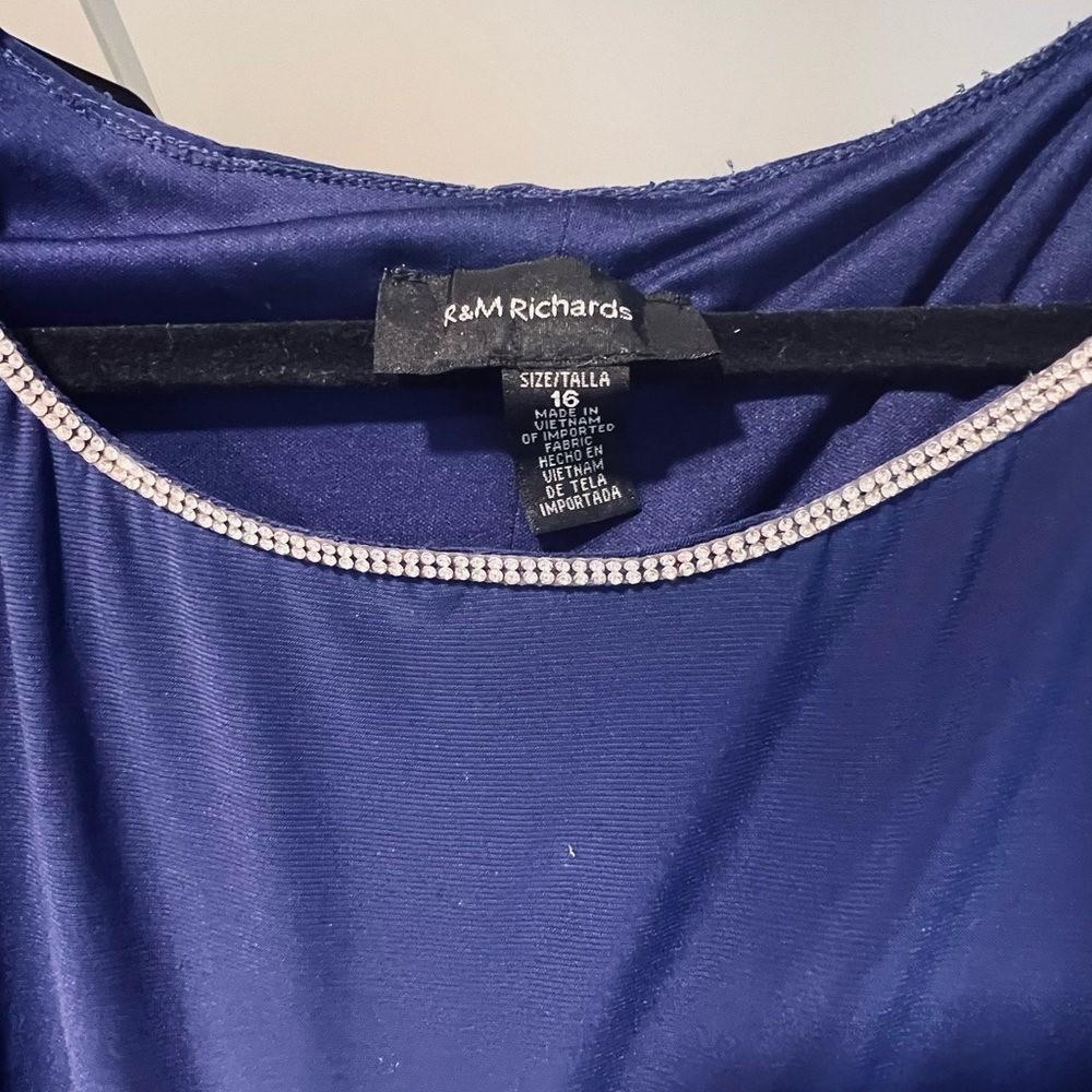R&M Richards Navy Dress with Sparkling Silver Detail